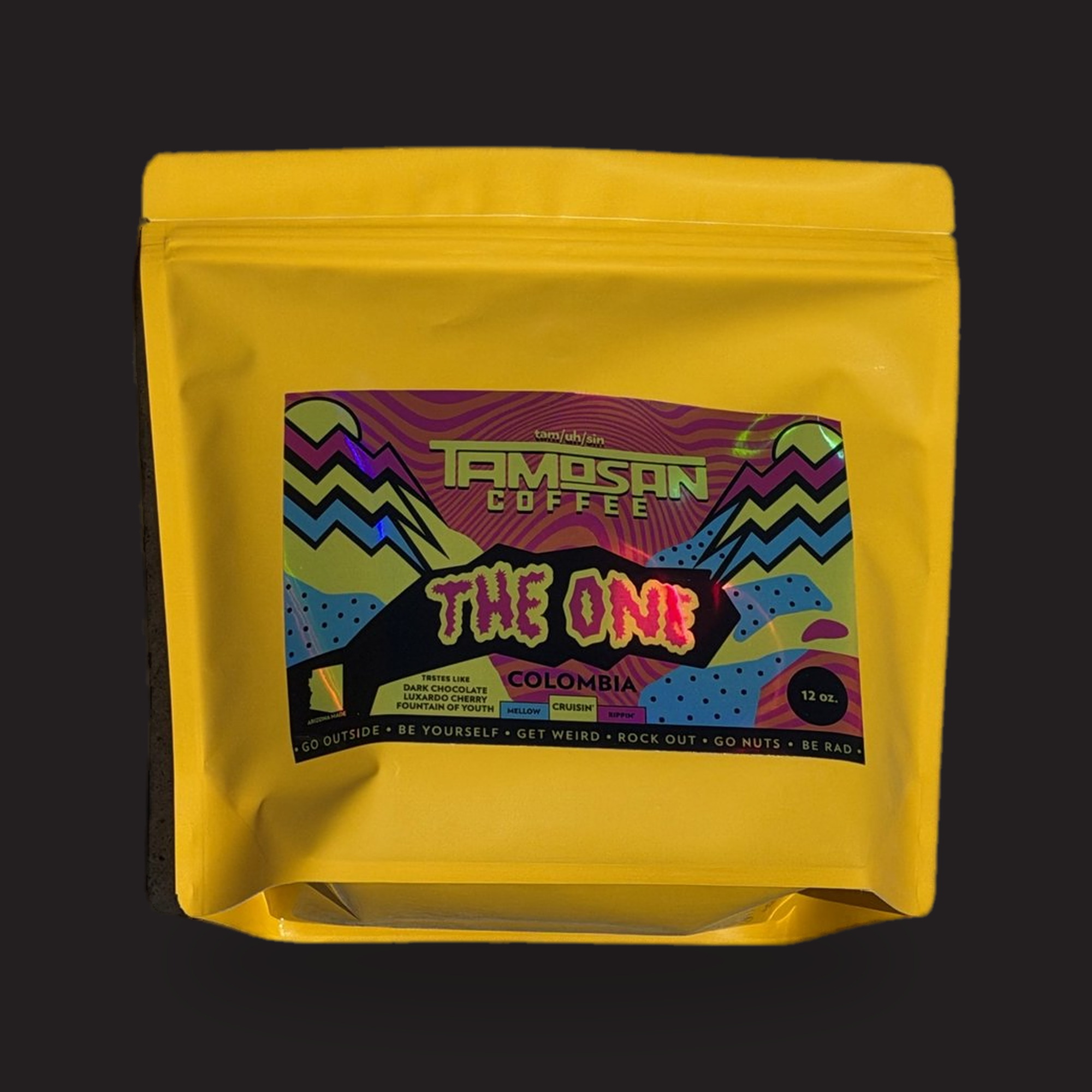 THE ONE 12 oz Colombia whole bean bag from Tamosan Coffee Lounge